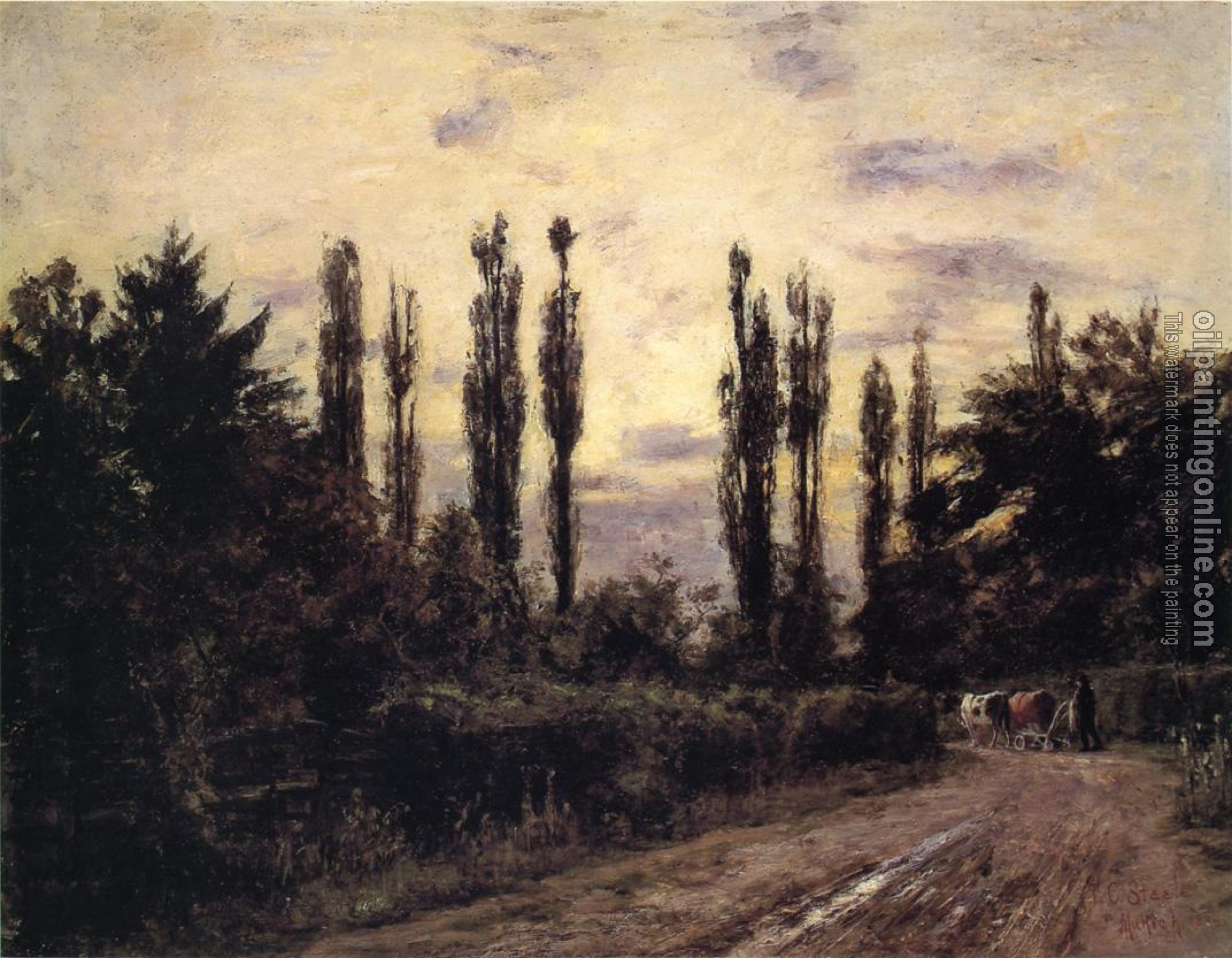 Steele, Theodore Clement - Evening, Poplars and Roadway near Schleissheim